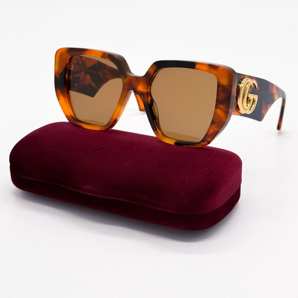 NEW GUCCI GG0956S 007 HAVANA WOMEN SUNGLASSES GUCCI - Picture 2 of 11